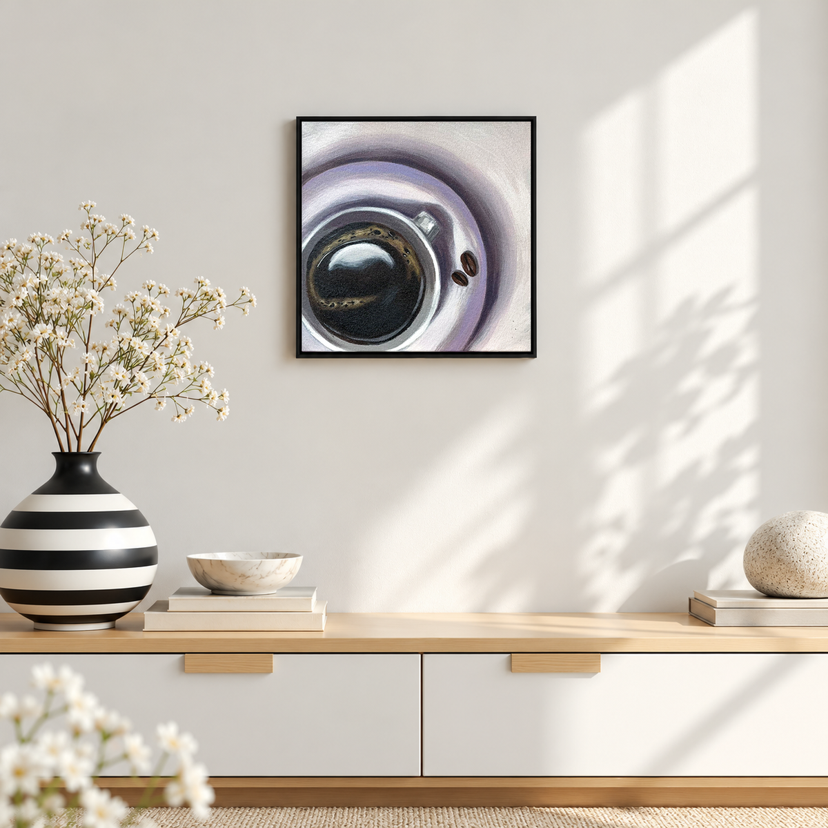 Black Coffee Overhead | Depth Still Life Painting by Sajaao