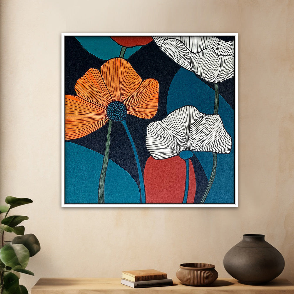 Modern Floral Bloom Paintings | Abstract Flower Canvas Paintings