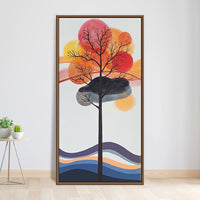 Landscape Painting, River of Embers | Autumn Landscape Painting, River Delicately Rendered Painting - Image 1
