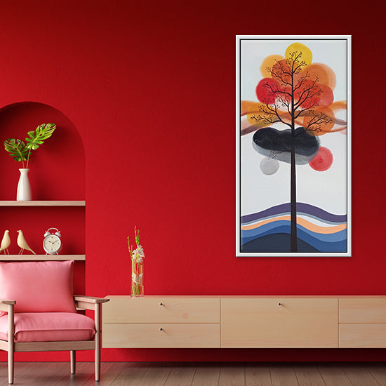 Sunset Tree Abstract Art | Vibrant Multicolored Tree Artwork | Handmade Painting