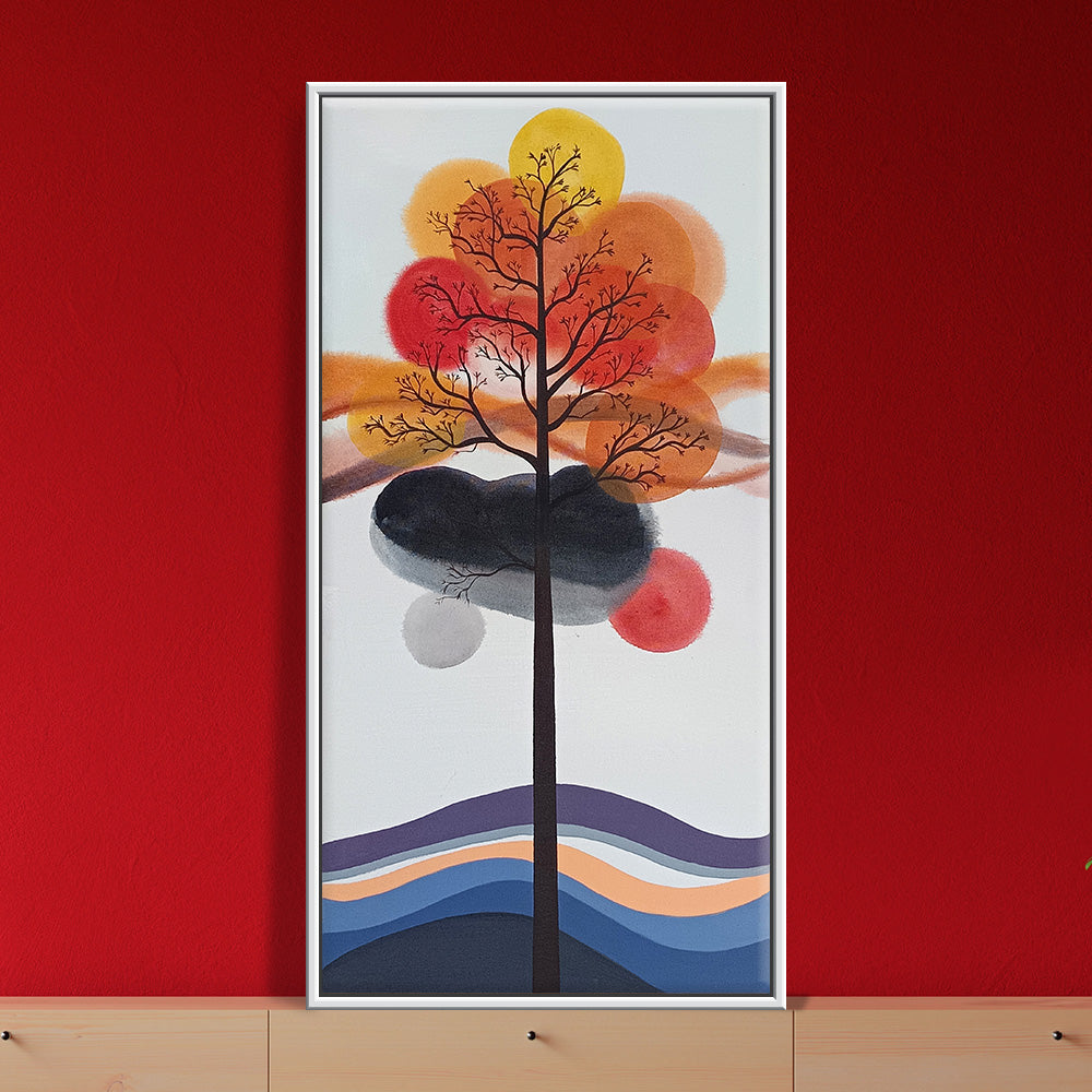 Sunset Tree Abstract Art | Vibrant Multicolored Tree Artwork | Handmade Painting