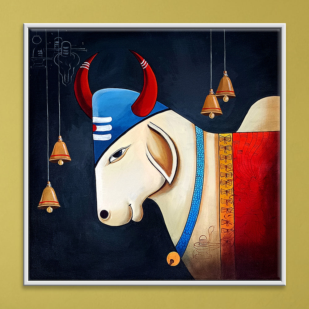 Nandi Painting | Religious Wall Painting | Handmade painting for Temple