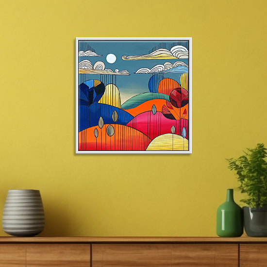 Colorful Mountain Paintings | Abstract Acrylic Painting on Canvas | Graphical Paintings