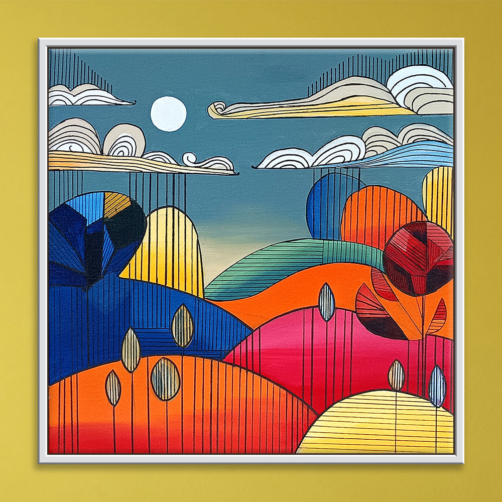 Colorful Mountain Paintings | Abstract Acrylic Painting on Canvas | Graphical Paintings