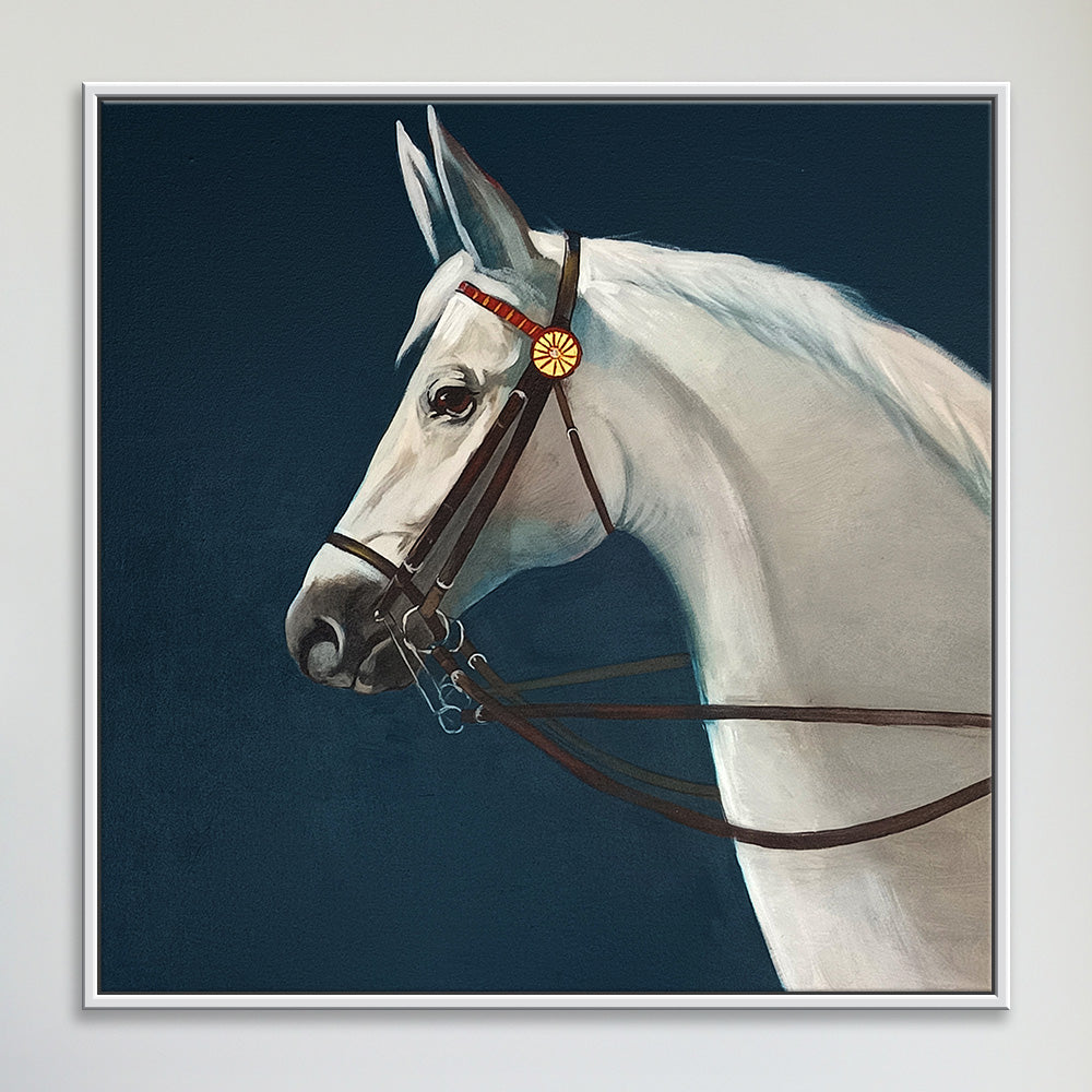 White Horse Paintings | Majestic Horse In Motion | Realism Handmade Painting