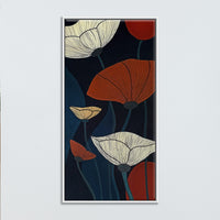 Blossoms in the Dark | Orange and White Floral Painting - Image 1