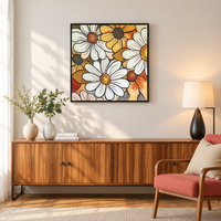 Daisy Bloom Burst | White Daisy Pattern Painting by Sajaao - Image 2