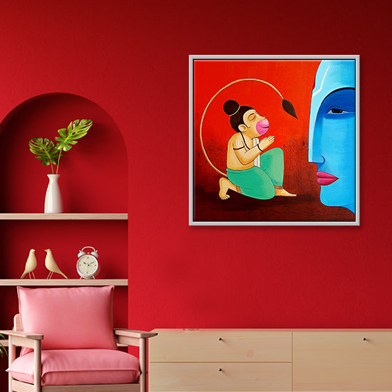 Ram Bhakt Hanuman Paintings | Devotion Of Hanuman To Lord Rama | Traditional, Indian Handmade Painting