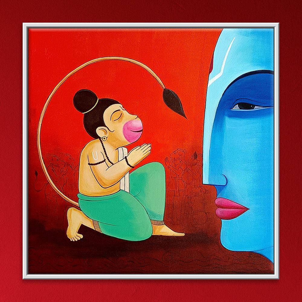 Ram Bhakt Hanuman Paintings | Devotion Of Hanuman To Lord Rama | Traditional, Indian Handmade Painting