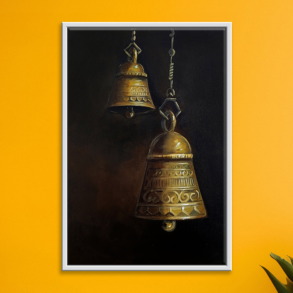 Temple Bell Painting | Handmade Spiritual Bell Painting