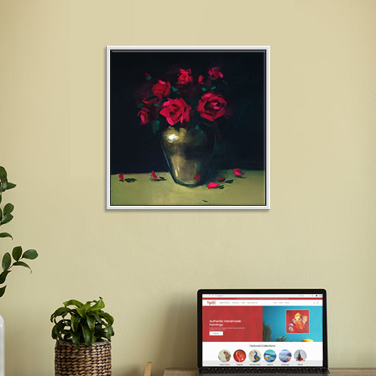Golden Flower Pot Art | Floral Harmony in a Pot| Luxury Handmade Flower Pot Paintings