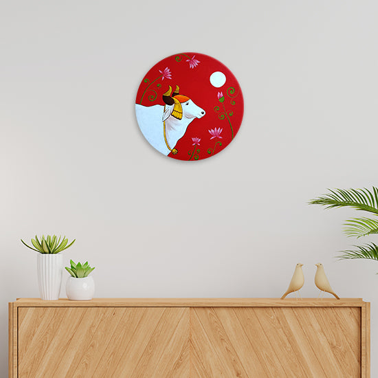 Moon & Cow Harmony | Traditional Indian Art Pichwai Paintings