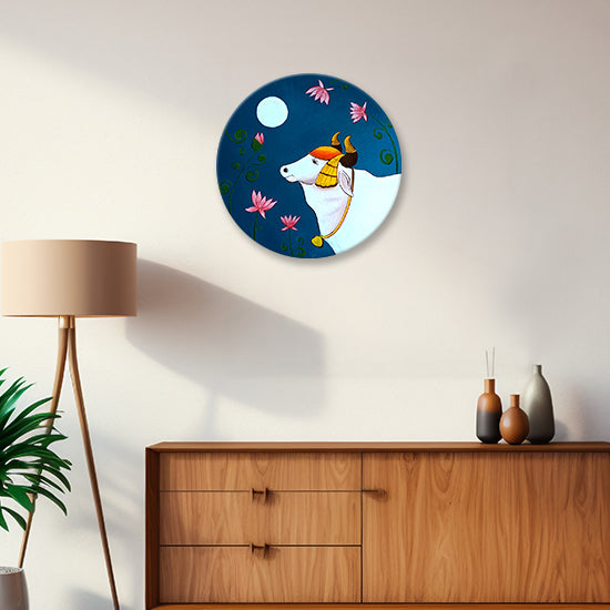 Moon & Cow Pichwai Art | Traditional Indian Art Paintings