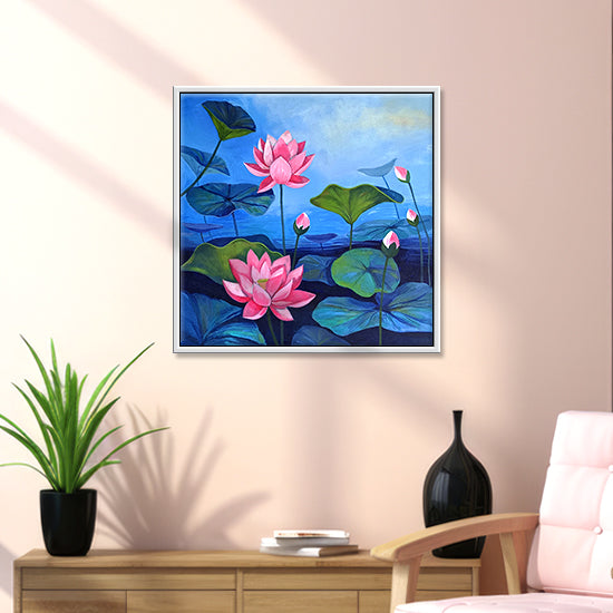 Abstract Lotus Floral Painting | Vibrant Blooming Flower Canvas Paintings