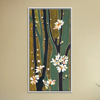 Blossoms in Shadow | White Flowers Dark Branches Painting - Image 1