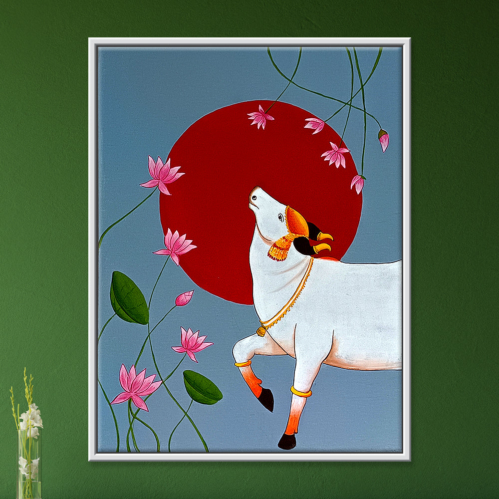 Pichwai Cows Paintings | Tranquil Cows And Lotus | Traditional Indian Art Painting