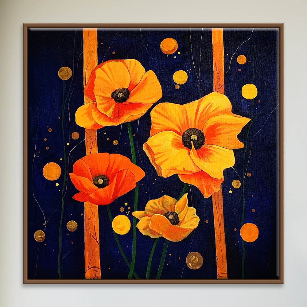 Radiant Petals Paintings | Flower Canvas Painting | Vibrant Floral Paintings