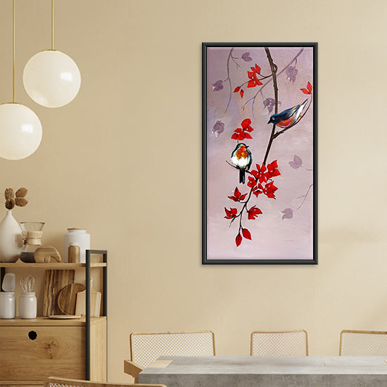 Crimson Sunbird Painting | Bird Paintings on Canvas