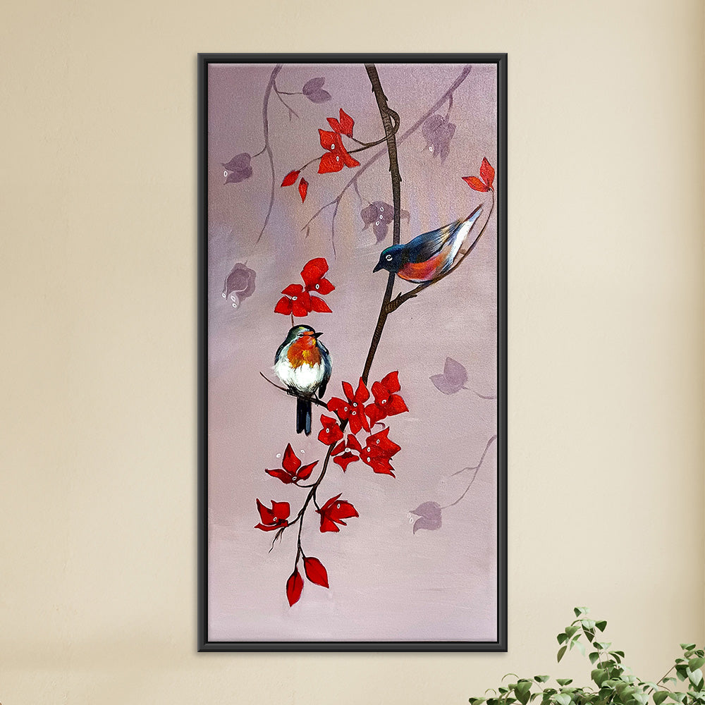 Crimson Sunbird Painting | Bird Paintings on Canvas