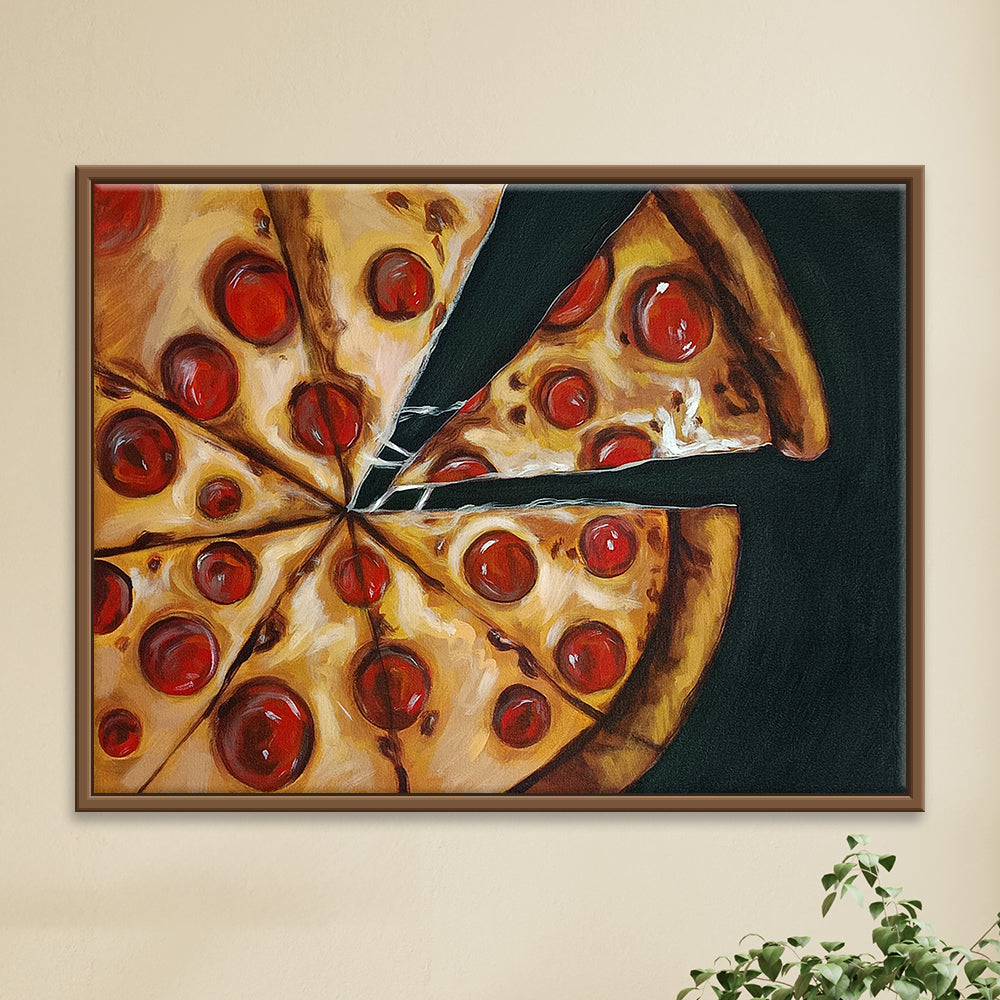 Pizza Feast Art | Mouth-watering Pizza Delight | Food Art Handmade Painting
