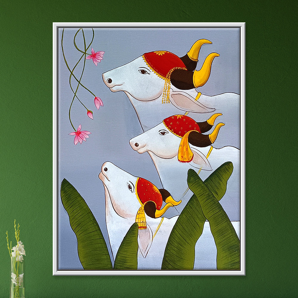 Pichwai Art of Cows1 | Intricate Traditional Handmade Painting