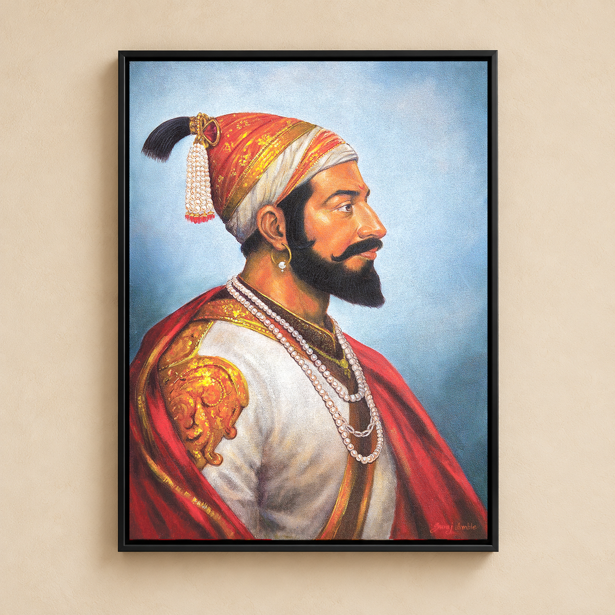 Swarajya's Sentinel | Shivaji Maharaj Painting by Sajaao