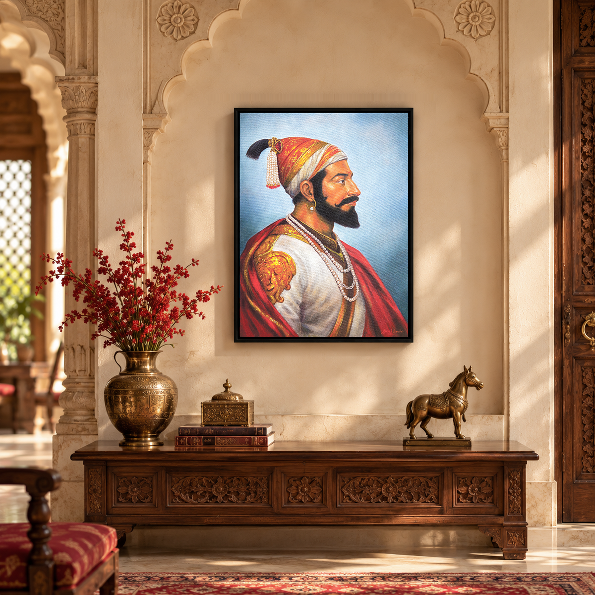 Swarajya's Sentinel | Shivaji Maharaj Painting by Sajaao