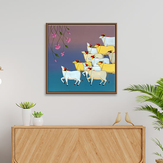 Cows Pichwai Painting | Handmade Traditional, Handmade Wall Art for Home & Temple Décor