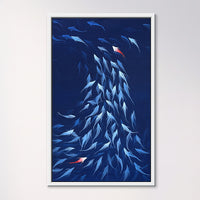 School of Silver | Fish School Delicately Rendered Painting - Image 1