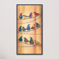 Sparrows in Tiers | Muted Stacked Wire Contemporary Painting - Image 1
