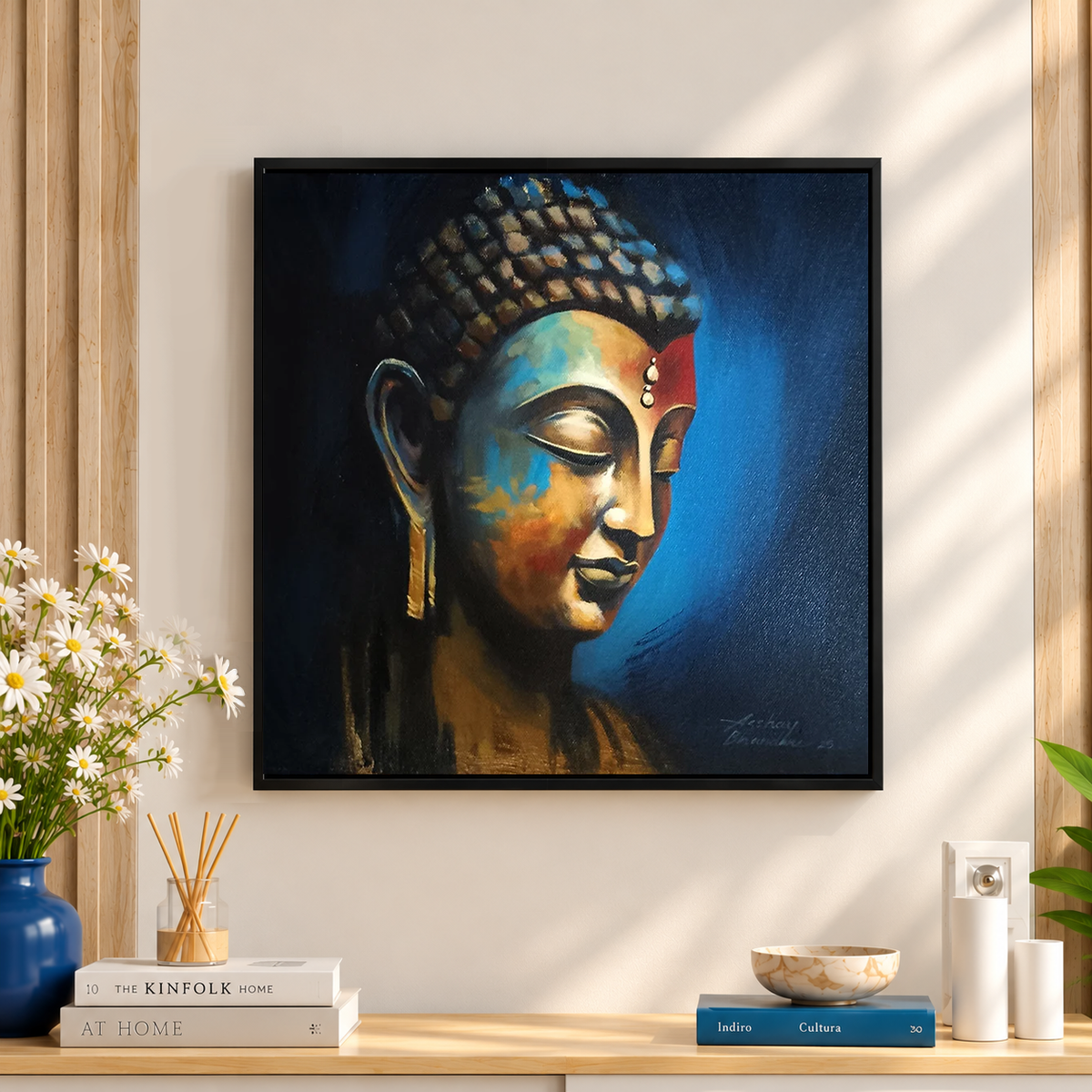 Golden Serenity | Buddha in Gold Tones Painting by Sajaao