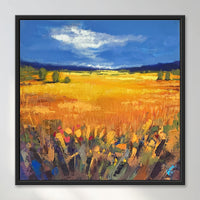 Pastoral Meadow | Green Meadow Landscape Painting by Sajaao - Image 1