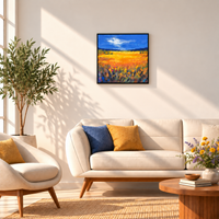 Pastoral Meadow | Green Meadow Landscape Painting by Sajaao - Image 2