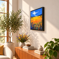 Pastoral Meadow | Green Meadow Landscape Painting by Sajaao - Image 4