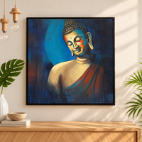 Buddha in Blue Meditation | Realistic Buddha Painting by Sajaao - Image 1
