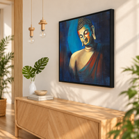Buddha in Blue Meditation | Realistic Buddha Painting by Sajaao - Image 4
