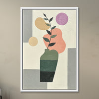 Vase Beneath the Coral Sun | Modern Plant Painting Boho Style - Image 1