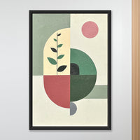 Geometry in Teal and Rose | Minimalist Boho Plant Painting - Image 1
