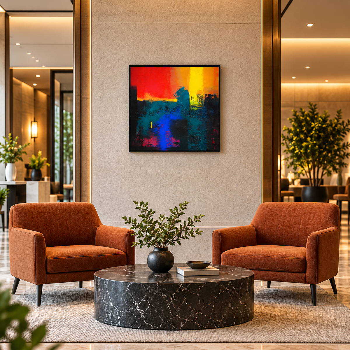 Embers Over the Ridge | Abstract Sunset Painting by Sajaao