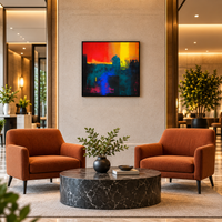 Embers Over the Ridge | Abstract Sunset Painting by Sajaao - Image 2