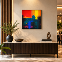 Embers Over the Ridge | Abstract Sunset Painting by Sajaao - Image 5