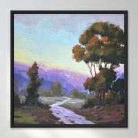 Cypress at Twilight | Landscape Painting, River Landscape Painting by Sajaao - Image 1