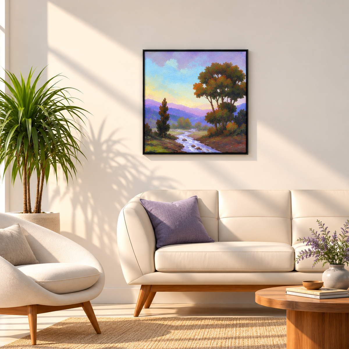 Cypress at Twilight | Landscape Painting, River Landscape Painting by Sajaao