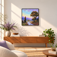 Cypress at Twilight | Landscape Painting, River Landscape Painting by Sajaao - Image 5