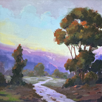Cypress at Twilight | Landscape Painting, River Landscape Painting by Sajaao - Image 3