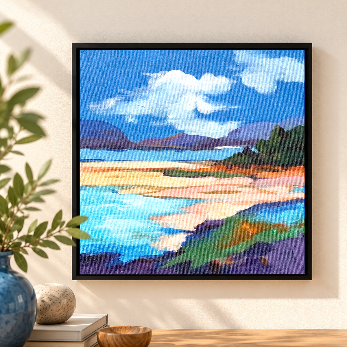 Bay of Soft Mountains | Sea Mountain Landscape Painting