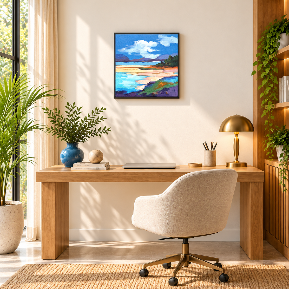 Bay of Soft Mountains | Sea Mountain Landscape Painting