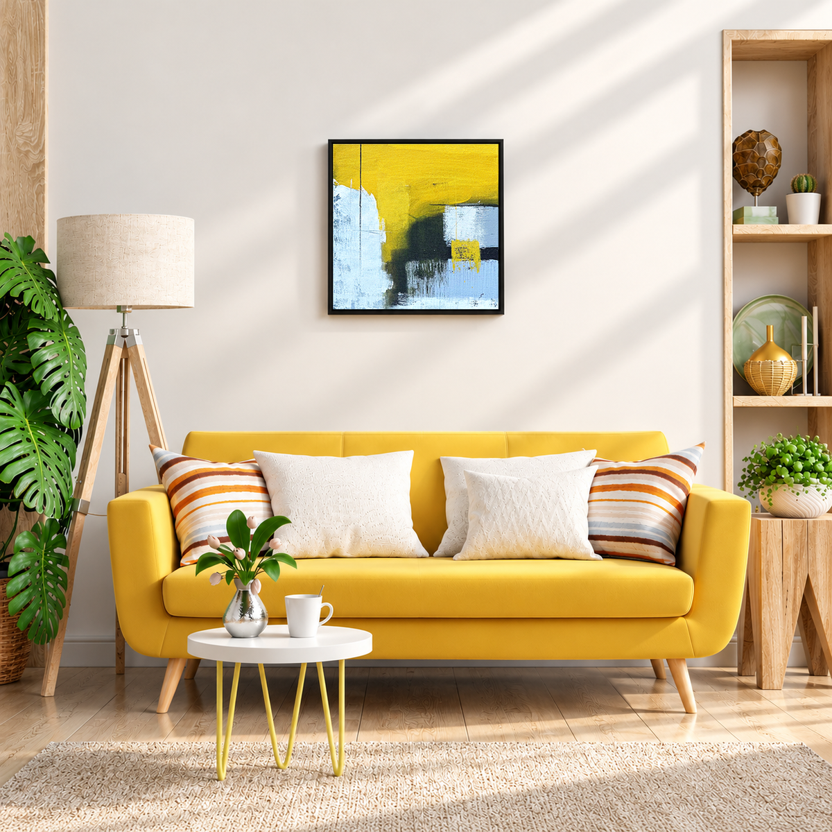 Banded Gold Fields | Abstract Geometric Painting by Sajaao