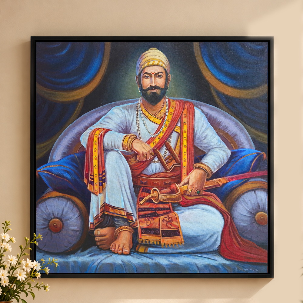 Throne of the Maratha King | Shivaji Maharaj Painting by Sajaao