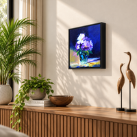 Midnight Petals | Purple Flowers in Glass Vase Painting by Sajaao - Image 3